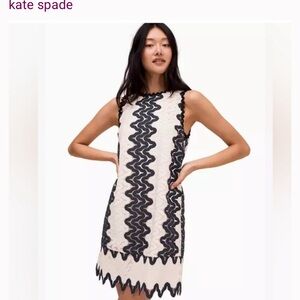 Kate Spade dress sand dune lace sleeveless shift  black & ivory designer